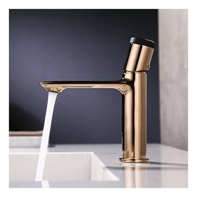 New Products Modern Hot and Cold Water Rose Gold Brass Single Hole Bathroom Basin Faucet