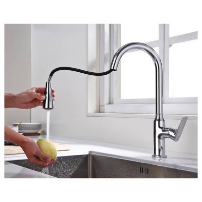 Faucets Factory Flexible Brass Pull Down Chrome Single Handle Sink Mixer Taps Torneira Cozinha Pull Out Kitchen Faucet