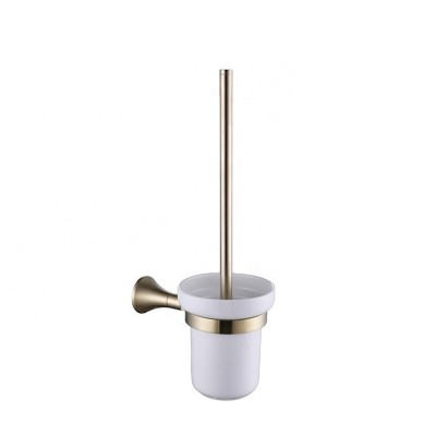 Modern Wall Hung Toilet Brush Holder Glass Holder with brush Golden Finish Toilet Brush Set for hotel